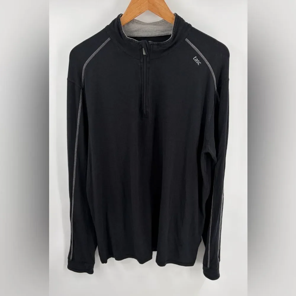 Tasc men’s carrollton quarter zip black lightweight jacket travel size XL